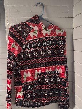 Festive Red and Black Holiday Hoodie Sweater